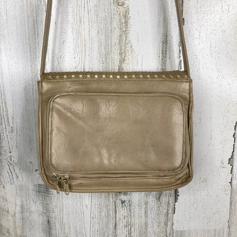 Vintage leather basketweave crossbody organizer - Picture 5 of 10